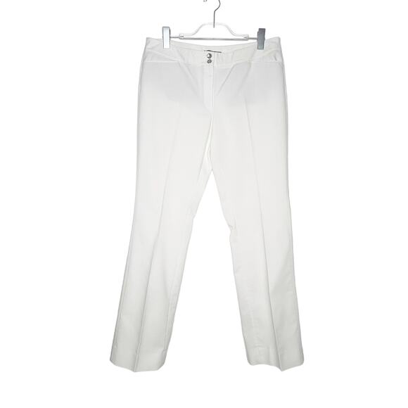 WHITE HOUSE BLACK MARKET Straight Leg Pant Mid Rise Flat Front White Size 12R - Picture 1 of 10